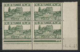 N° 288 Bloc De Quatre Neuf ** (MNH) 5 Fr Vert + Coin Daté Du 4/4/45 TB - Unused Stamps