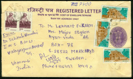Br India, Varanasi 1997 Registered Cover > Sweden #bel-1026 - Cartas & Documentos