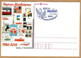 POLAND 2010 NOWY SACZ PO LIMITED EDITION PC: 30 YEARS SOLIDARITY 1980-2010 GORLICE PHILATELIC EXHIBITION & MAUVE CANCEL - Solidarnosc Labels