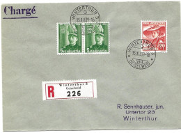 100 - 17 - Enveloppe Recommandée Envoyée De Winterthur 1939 -  Timbres Pro Juventute - Lettres & Documents