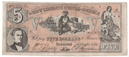 POUR COLLECTIONNEUR FAUX-BILLET FAKE 5 FIVE DOLLARS THE CONFEDERATE UNITED STATES OF AMERICA - Sets & Sammlungen