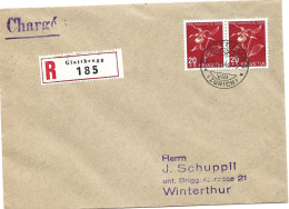 33 - 89 - Enveloppe Recommandée Envoyée De Glattbrugg 1944 - Timbres Pro Juventute - Lettres & Documents