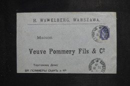 RUSSIE - Enveloppe ( Retaillée En Bas )  De Warszawa Pour La France ( Reims ) En 1898 - L 151775 - Covers & Documents