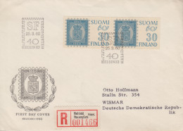 Enveloppe  FDC  1er  Jour   FINLANDE   Centenaire  Du  Timbre    Exposition  Philatélique  Avec  Billet  D' Entrée  1960 - FDC