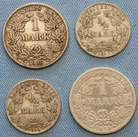 Germany / Deutschland • Lot  4x • 1 Mark 1874 B – 1908 G • 1/2 Mark 1915 D (2x) • Allemagne • [24-618] - Colecciones