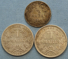 Germany / Deutschland • Lot  3x • 1 Mark 1893 F – 1910 D • 1/2 Mark 1906 D • Allemagne • [24-619] - Verzamelingen