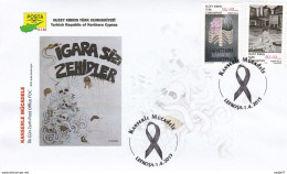 TURKISH CYPRUS 2015 FIGHT AGAINST CANCER FDC 01-04-2015 Train Before Child - Cartas & Documentos