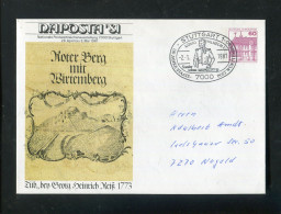 "BUNDESREPUBLIK DEUTSCHLAND" 1981, Privat-Ganzsachenumschlag "Roter Berg Mit Wirtemberg" SSt. "STUTTGART" (A1100) - Privé Briefomslagen - Gebruikt