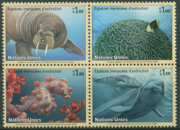UNO Genf 2008 Gefährdete Tiere Walross Koralle Seepferdchen 588/91 ZD Postfrisch - Unused Stamps