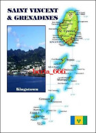 Saint Vincent And The Grenadines Country Map New Postcard - Saint-Vincent-et-les Grenadines