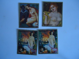 PARAGUAY  MNH 3 MLN 1 4 STAMPS  PAINTINGS NUDES - Nudi