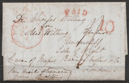 USA - L. Datée 18 Janvier 1847 Càd WASHINGTON /JAN 29 Pour Isle Of WIGHT Via LONDON - Par Mail Steamer From Boston - Gri - Lettres & Documents