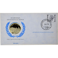 Belgique, Medal + Stamp, United Nations, 1976, Argent, BE, FDC - Sonstige & Ohne Zuordnung