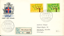 Iceland Registered FDC 17-9-1962 EUROPA CEPT Complete Set Of 2 Sent To Sweden - FDC