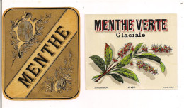 Etiquettes Anciennes  Menthe Et Menthe Verte Glaciale  --  Imprimeur Jouneau - - Alcohols & Spirits