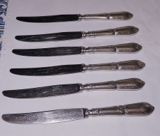 LOT DE 6 COUTEAUX ANCIENS EN METAL ARGENTE SFAM BE PROPRES - Silverware