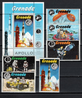 Grenada 1971 Space, Apollo 13-15 Set Of 6 + S/s MNH - Amérique Du Nord