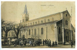 CPA 9 X 14  Isère JALLIEU  L'Eglise   Voitures à Cheval - Jallieu