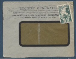 Lettre Affr. 3 F Conférence De Paris 1946 (YT 761) Perforé SG (Société Générale) Omec Peu Lisible Paris 23.9.1943 - Covers & Documents