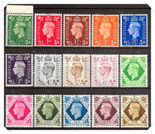 KGVI, 1937-47 SG462-475 ½d-1s, Dark Colours Set Mounted Mint Hrd2a - Unused Stamps