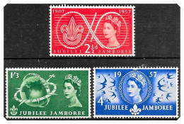 QEII 1957 Scout Jubilee Jamboree Set Of 3 SG557 - SG559 Unmounted Mint Hrd2a - Unused Stamps