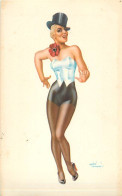 Illustration Signé André Bermond - Pin-up - Belle Femme Tenue Cabaret - Bermond