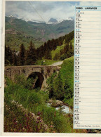Calendrier De 1980 : Plan De Perpignan Avec Ct Des Rues, Serre Erraud (pont) Moulin Fontvieille Bresse Gorges Tarn - Grand Format : 1971-80