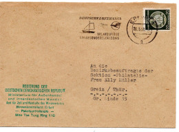 63491 - DDR - 1959 - 20Pfg Zirkel Rechts EF A Bf ERFURT - DEUTSCHE LUFTHANSA ... -> Greiz - Lettres & Documents