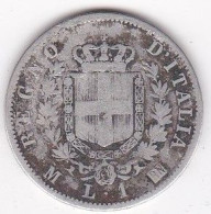 1 Lira Stemma 1863 M Milano , Vittorio Emanuele II , En Argent - 1861-1878 : Victor Emmanuel II