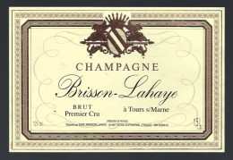 Etiquette Champagne Brut 1er Cru   Brisson Lahaye Tours Sur Marne  Marne 51 - Champagne