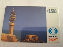 CHILI   PREPAID/ ENTEL / $ 2500 / LIGHTHOUSE / FINE USED CARD      ** 16511** - Chile