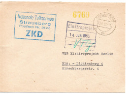 63523 - DDR - 1963 - ZKD-Bf STRAUSBERG -> BERLIN, Abs.: NVA Strausberg - Briefe U. Dokumente