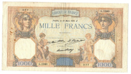 FRANCE FAY.37.06  1000 FRANCS  12.3.1931   FINE - 1 000 F 1927-1940 ''Cérès Et Mercure''