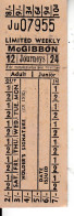 E66. Vintage Weekly Bus Ticket. McGibbon. - Europe