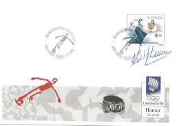 Norway Norge 1994 Cover Olympics Lillehamme Speed Skating  Arena Hamar, Signed Knut Johannessen 22.2.94   Skater - Storia Postale