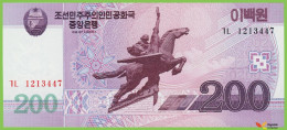 Voyo KOREA NORTH 200 Won 2008(2009) P62 B343a ㄱㄴ UNC - Korea, North