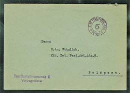 SWITSERLAND FELDPOST WWII Cover With Cancel STAB TERRITORIAL KDO 6 - Oblitérations