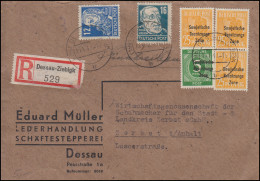 191+207+216+218 SBZ-Aufdrucke Ff In MiF Auf R-Brief DESSAU-ZIEBIGK 15.1.1949 - Briefe U. Dokumente