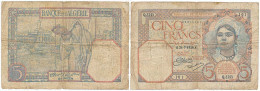 Billet De La Banque De L'Algérie Cinq Francs A. 24-7-1929 - Algérie