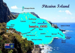 Pitcairn Island Map New Postcard * Carte Geographique * Landkarte - Islas Pitcairn