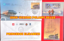 2009- 1 ENVELOPPE STATION POLAIRE - 2 FEUILLETS - Numisletter