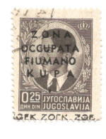 (COLONIE E POSSEDIMENTI) 1941, ZONA FIUMANO KUPA, 25p - Francobollo Usato (CAT. SASSONE N.1) - Fiume & Kupa