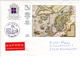 Island Block 6, 40 Kr. Landkarten Block Auf Express Brief N. Deutschland. - Covers & Documents