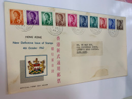 Hong Kong Stamp FDC Definitive FDC 1962 Short Set - Lettres & Documents