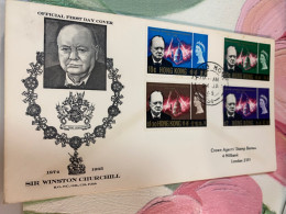 Hong Kong Stamp FDC 1965 Churchill - Lettres & Documents