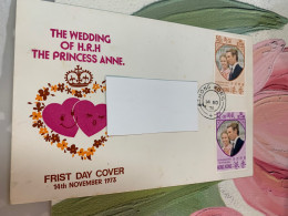 Hong Kong Stamp FDC 1973 Royal Wedding Used - Lettres & Documents