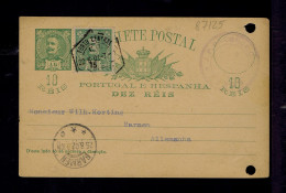 87125 PORTUGAL (UPU) Postal Stationery D.Charles 10r.+(additional 15r.) Mailed Porto 1902-08-22 »Barmen Pmk - Altri & Non Classificati