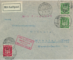 BF0717 / BREMEN / FLUGPLATZ  -  7.9.25  ,  Nach Münster   -  Michel  344 , 345 - Airmail & Zeppelin