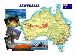 Australia Country Map New Postcard * Carte Geographique * Landkarte - Autres & Non Classés