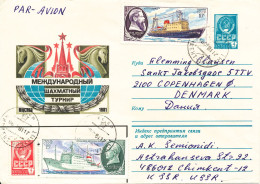 USSR Uprated Postal Stationery Cover Sent To Denmark 6-4-1981 Icebreakers - Covers & Documents